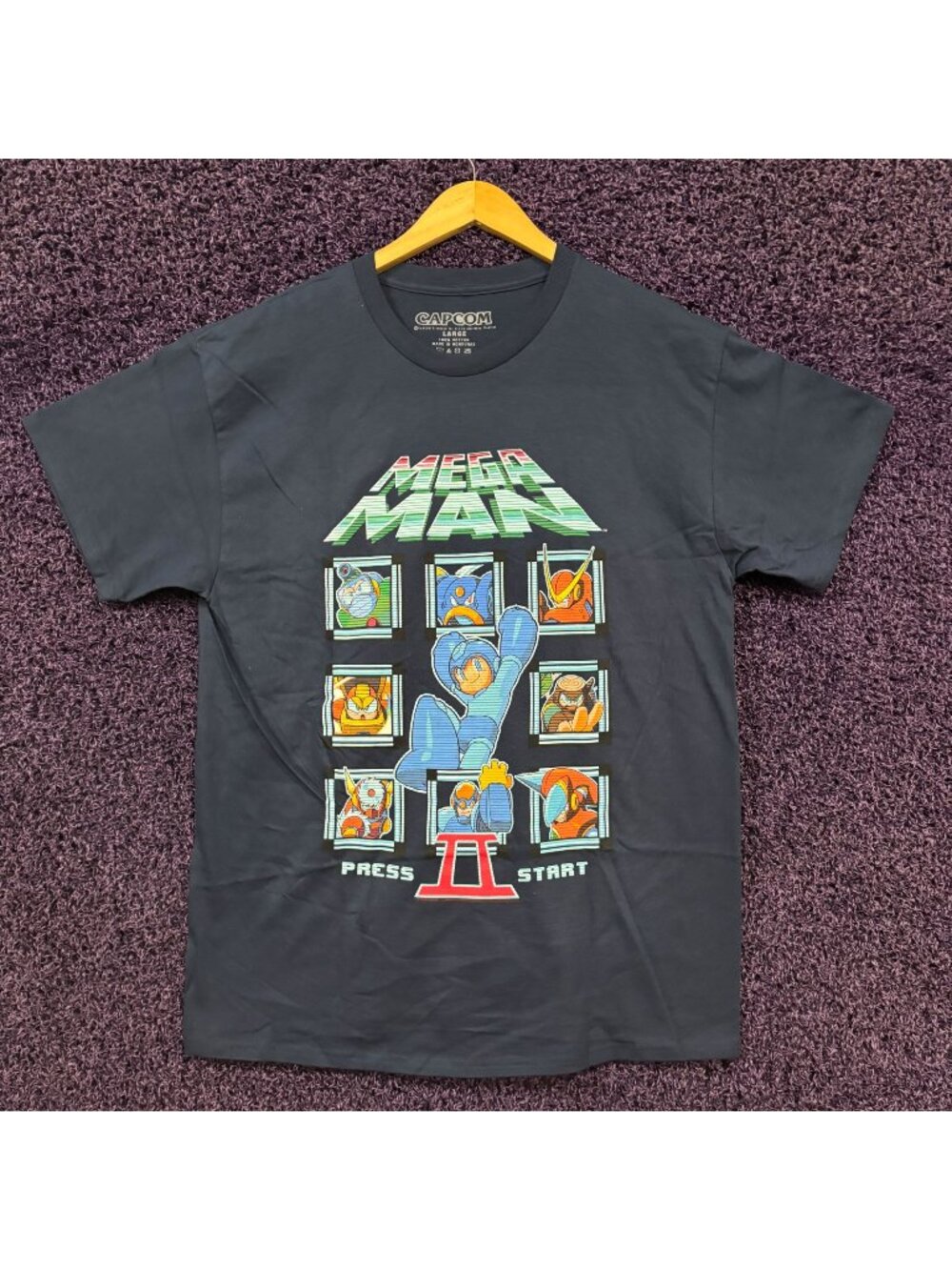 Mega Man II Press Start Mini Bosses Capcom Promo T-Shirt L